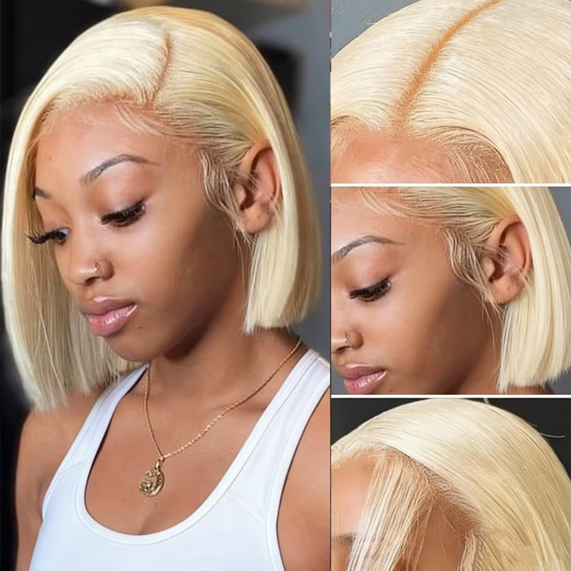 Glueless Wear And Go Human Hair Wig - Honigblond 7x6 613 gefärbte kurze Bob-Perücken,