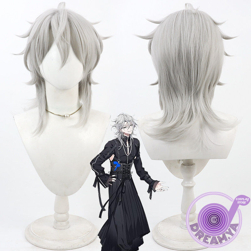 Synthetic Wigs - Domeki Kuguri Cosplay-Perücke, 18TRIP, grau, kurz,