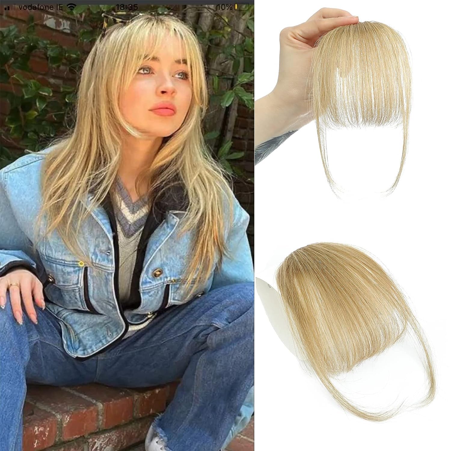 Seamless Clip In Hair Extensions Human Hair - 100 % Echthaar, dünner Pony, Clip-in-Haarverlängerungen,