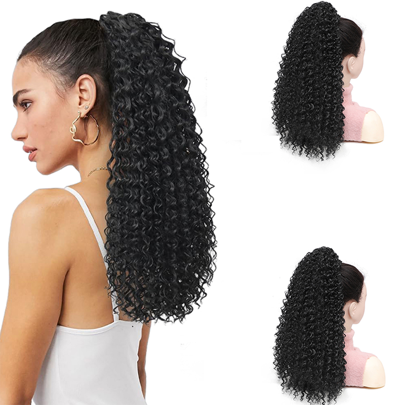 Drawstring Afro Curly Puff Ponytail - Afro Puff Lockiger Pferdeschwanz Haarstück Synthetischer
