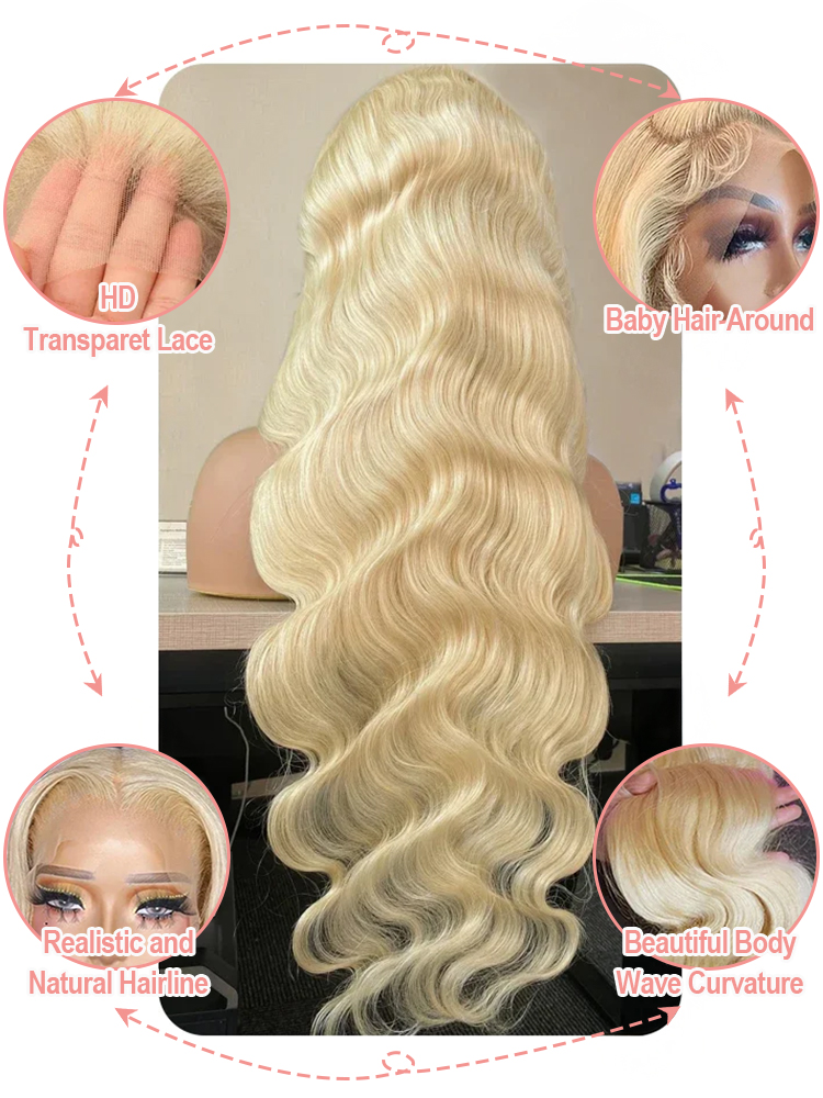 13x4 Honigblond gefärbte Wasse – 613 Blonde Body Wave Lace Front Wig Bewertung und Preis
