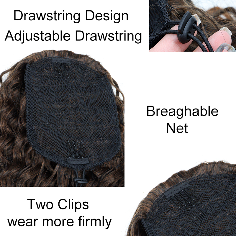 Synthetische 18 Zoll lange ver – Drawstring Afro Curly Puff Ponytail Bewertung und Preis
