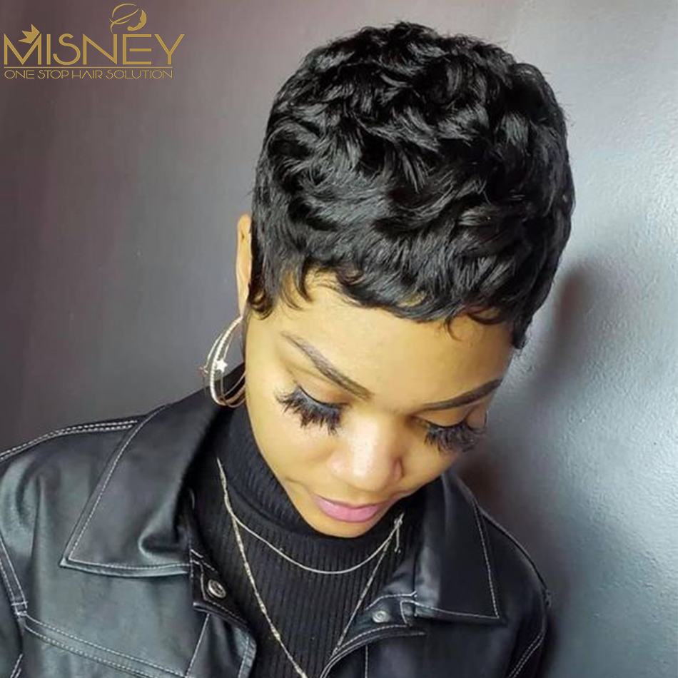 Misney Kurze Bob-Perücke, glat – Short Pixie Cut Wig Human Hair Cheap Bewertung und Preis