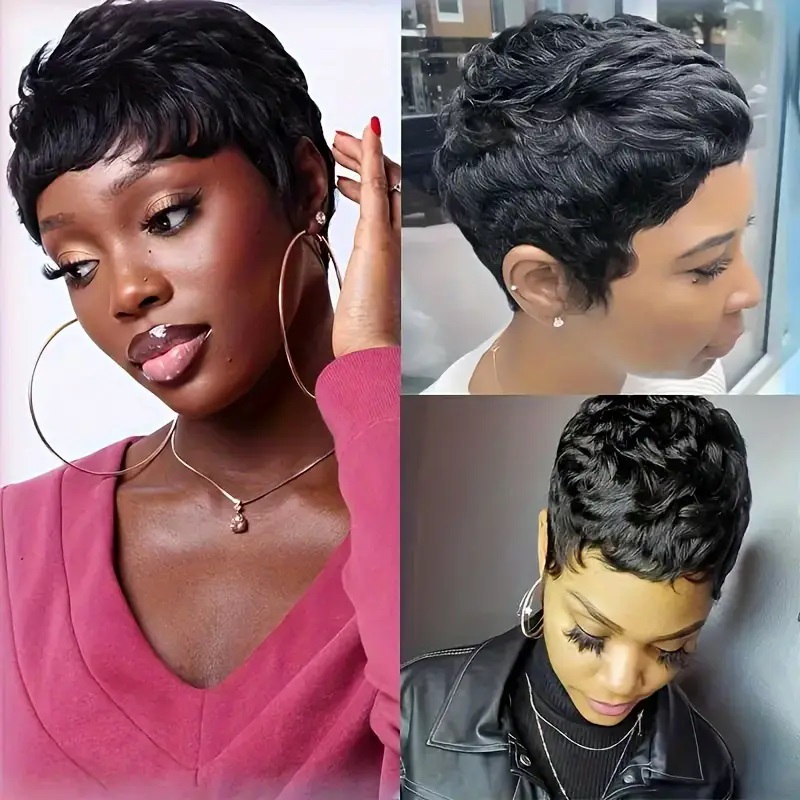 Misney Kurze Bob-Perücke, glat – Short Pixie Cut Wig Human Hair Cheap Bewertung und Preis