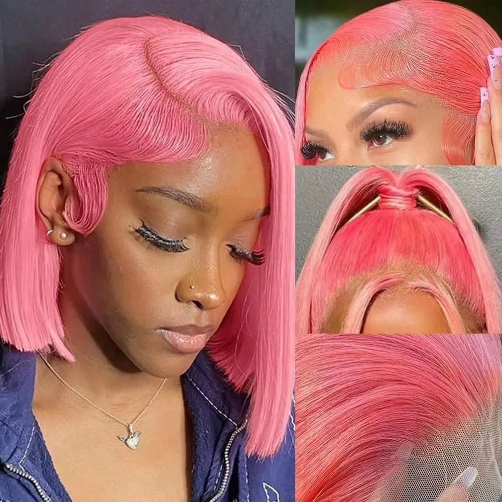 10-Zoll-Bob-Perücke in Pink, a – Glueless Wear And Go Human Hair Wig Bewertung und Preis